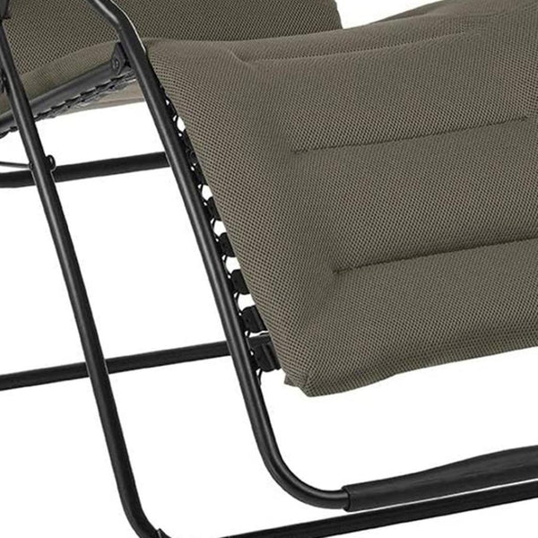HomeRoots 30" Black Steel Zero Gravity Chair – Ergonomic Design, Detachable Cushion, Perfect for Indoor & Outdoor Use Taupe 320606