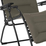 Homeroots 30" Gray Steel Outdoor Zero Gravity Chair With Gray Cushion Taupe Metal 320606