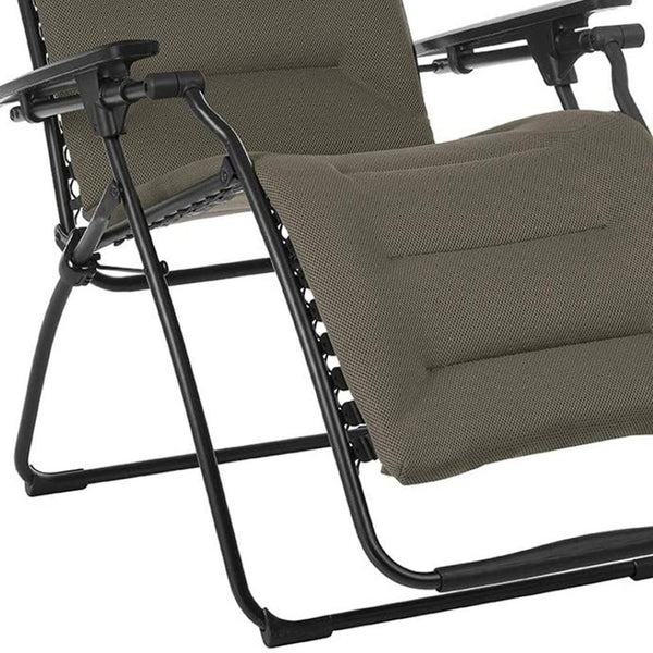 HomeRoots 30" Black Steel Zero Gravity Chair – Ergonomic Design, Detachable Cushion, Perfect for Indoor & Outdoor Use Taupe 320606