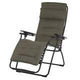 Homeroots 30" Gray Steel Outdoor Zero Gravity Chair With Gray Cushion Taupe Metal 320606