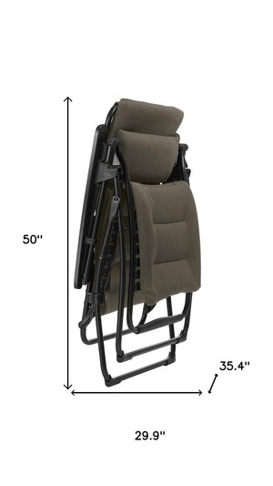 HomeRoots 30" Black Steel Zero Gravity Chair – Ergonomic Design, Detachable Cushion, Perfect for Indoor & Outdoor Use Taupe 320606
