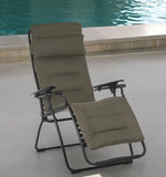 Homeroots 30" Gray Steel Outdoor Zero Gravity Chair With Gray Cushion Taupe Metal 320606