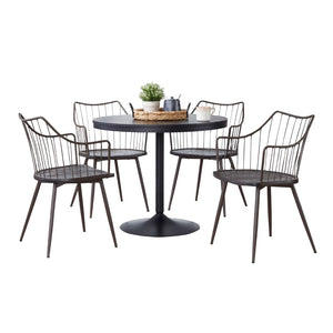 English Elm Contemporary Square Dining Set with Metal Frames and Walnut Wood Seats for Four B202S01506