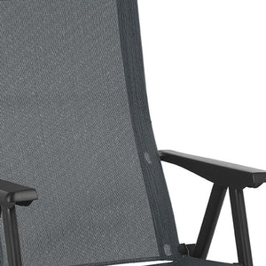 HomeRoots 24" Gray and Black Steel Outdoor Arm Chair - Modern Comfort, Durable Design for Patios & Gardens 320642