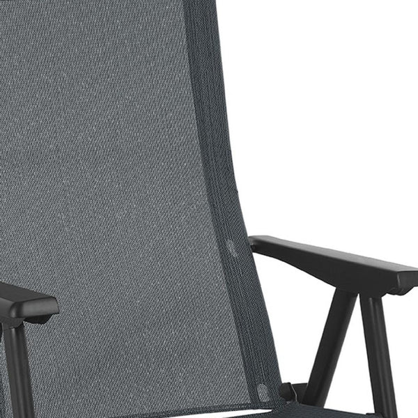 HomeRoots 24" Gray and Black Steel Outdoor Arm Chair - Modern Comfort, Durable Design for Patios & Gardens 320642