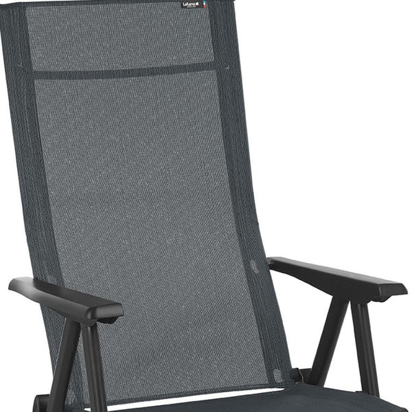 HomeRoots 24" Gray and Black Steel Outdoor Arm Chair - Modern Comfort, Durable Design for Patios & Gardens 320642