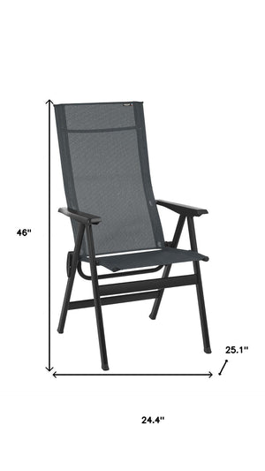 HomeRoots 24" Gray and Black Steel Outdoor Arm Chair - Modern Comfort, Durable Design for Patios & Gardens 320642