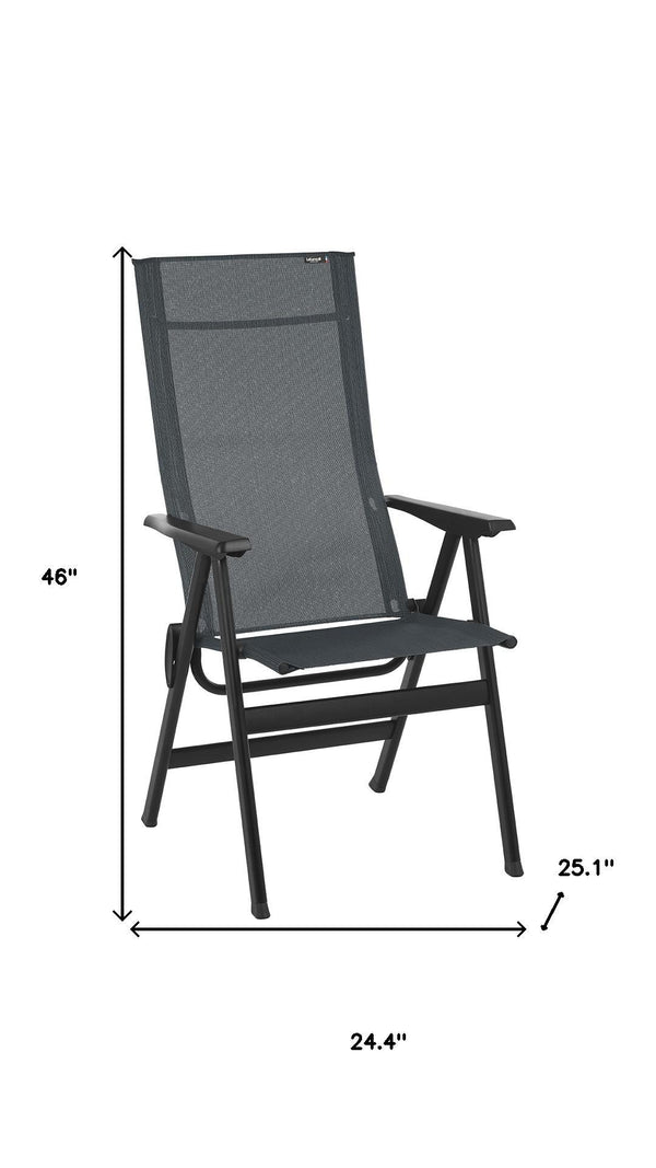 HomeRoots 24" Gray and Black Steel Outdoor Arm Chair - Modern Comfort, Durable Design for Patios & Gardens 320642