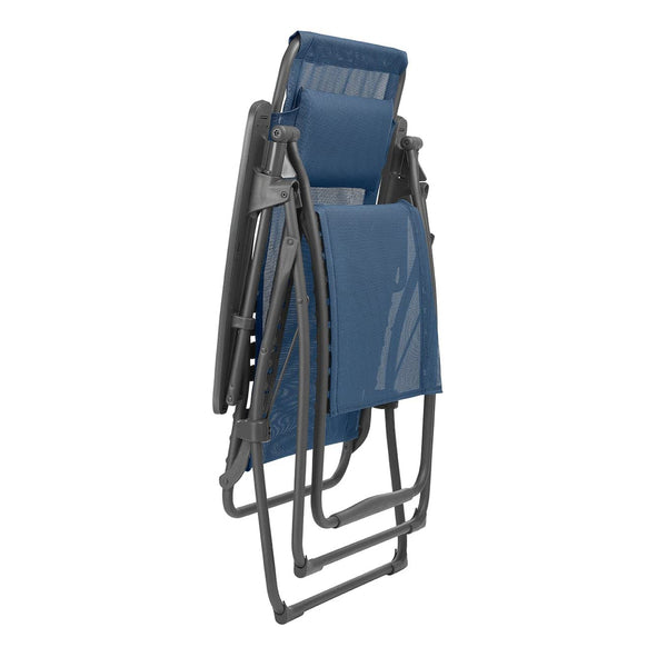 Homeroots 30" Blue And Gray Steel Outdoor Zero Gravity Chair With Blue Cushion Ocean Metal 320649