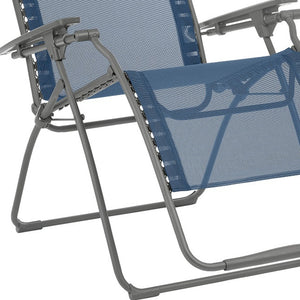 Homeroots 30" Blue And Gray Steel Outdoor Zero Gravity Chair With Blue Cushion Ocean Metal 320649