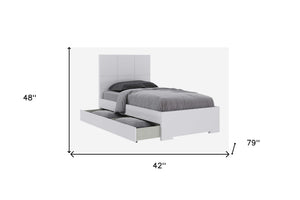 Homeroots White Carved Geometric Wood Twin Bed Frame With Trundle  Stainless Steel 320695