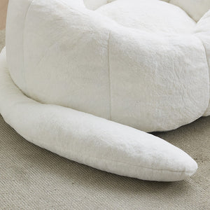 English Elm Cat-shaped Bean Bag Sofa with Sculptural Tail Armrest for Playful Living Spaces White W2311P457293