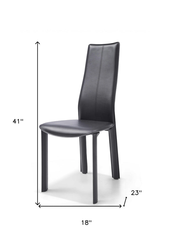 Homeroots Set Of Four Gray Faux Leather Leather Dining Side Chairs  Leather 320730