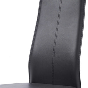 Homeroots Set Of Four Gray Faux Leather Leather Dining Side Chairs  Leather 320730