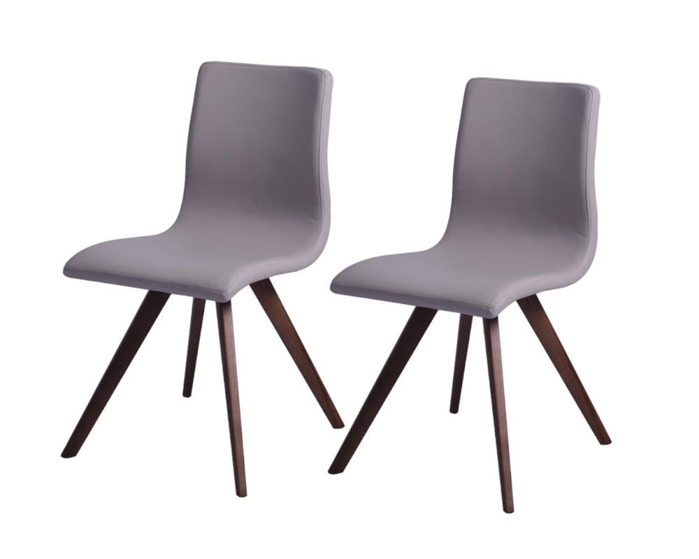 Homeroots Set Of Two Gray And Brown Upholstered Faux Leather Dining Side Chairs  Metal 320737