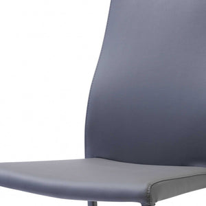 Homeroots Gray Upholstered Faux Leather Dining Side Chair  Metal 320739