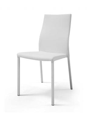 Homeroots White Upholstered Faux Leather Dining Side Chair  Metal 320740