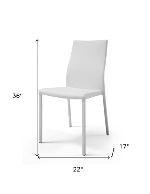 Homeroots White Upholstered Faux Leather Dining Side Chair  Metal 320740