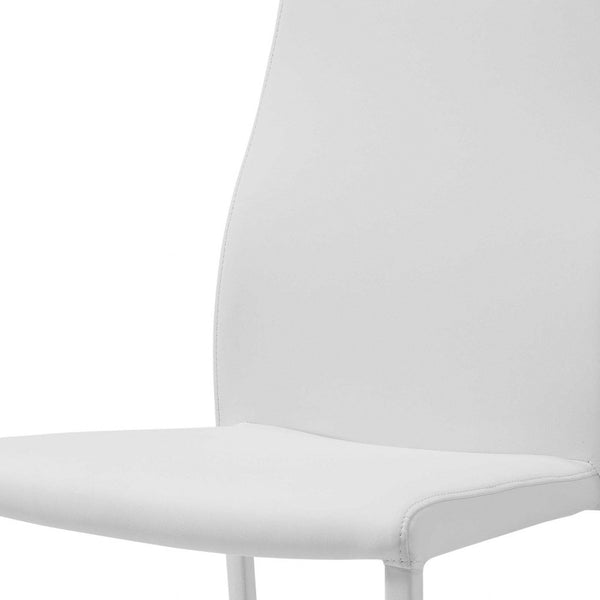 Homeroots White Upholstered Faux Leather Dining Side Chair  Metal 320740
