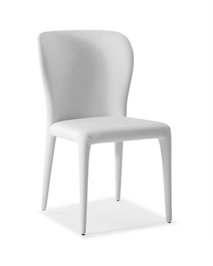 Homeroots Set Of Two White Upholstered Faux Leather Dining Side Chairs  Metal 320748