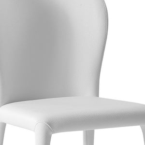 Homeroots Set Of Two White Upholstered Faux Leather Dining Side Chairs  Metal 320748