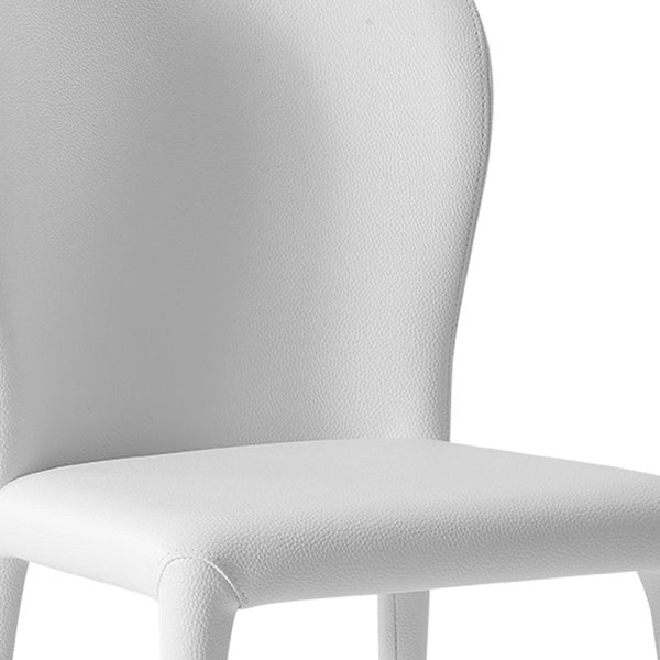 Homeroots Set Of Two White Upholstered Faux Leather Dining Side Chairs  Metal 320748