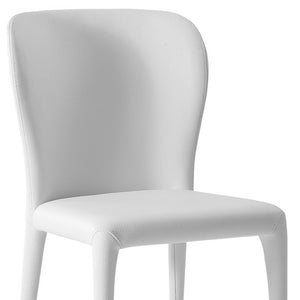 Homeroots Set Of Two White Upholstered Faux Leather Dining Side Chairs  Metal 320748