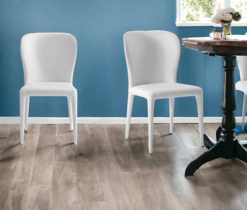 Homeroots Set Of Two White Upholstered Faux Leather Dining Side Chairs  Metal 320748