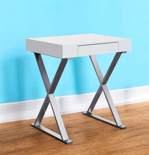 Homeroots 27" White And Silver Writing Desk  Stainless Steel 320753