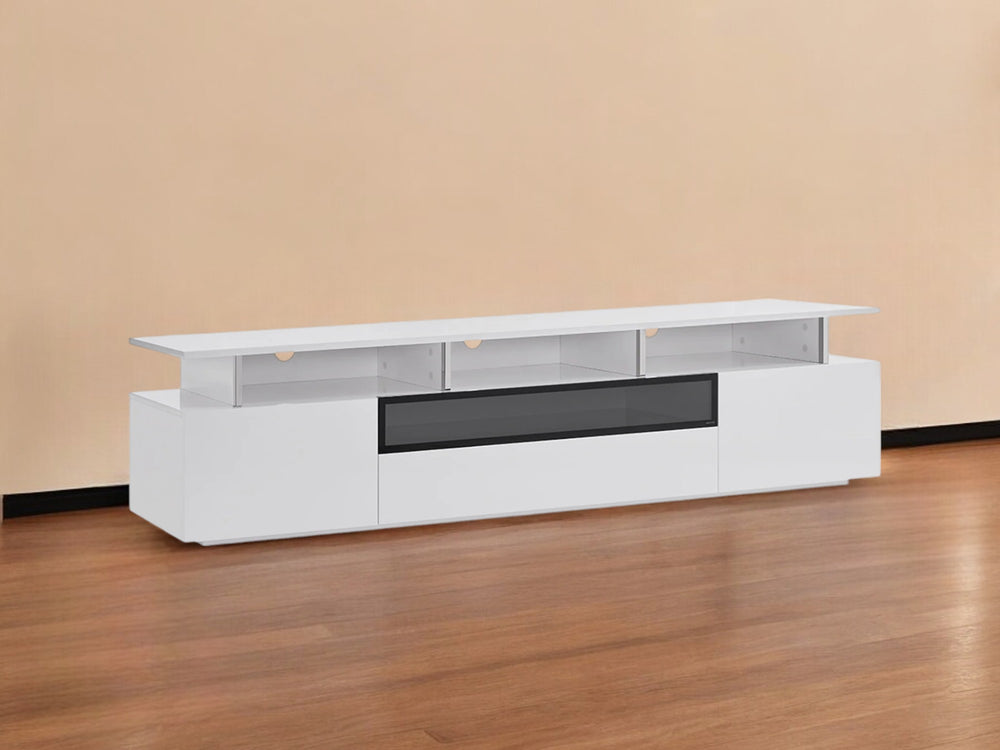 Homeroots 83" White Enclosed And Open Storage Tv Stand  Manufactured Wood 320793