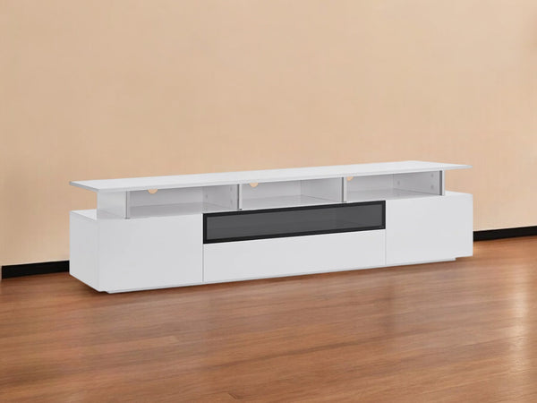 Homeroots 83" White Enclosed And Open Storage Tv Stand  Manufactured Wood 320793