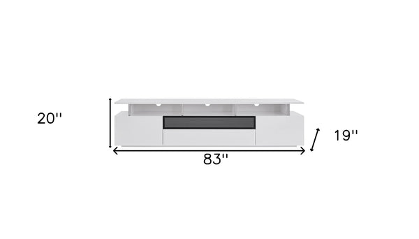 Homeroots 83" White Enclosed And Open Storage Tv Stand  Manufactured Wood 320793