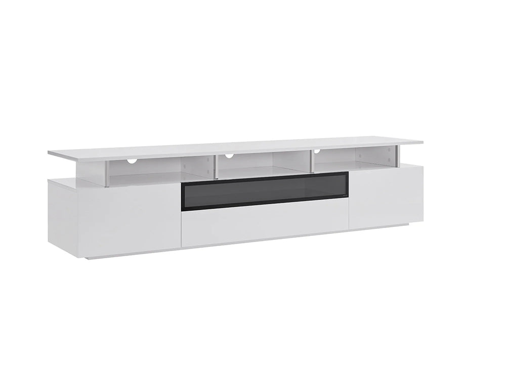 Homeroots 83" White Enclosed And Open Storage Tv Stand  Manufactured Wood 320793