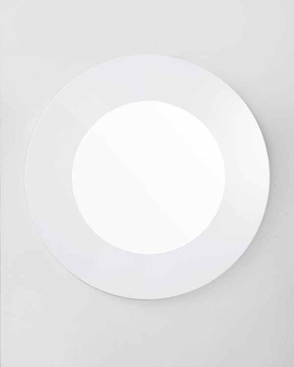 HomeRoots 40" Round White Wood Framed Accent Mirror - Modern Decor for Living Rooms & Bedrooms, 40" H x 40" W 320814