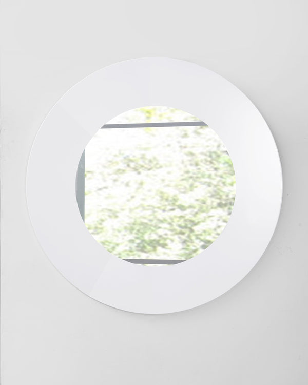 HomeRoots 40" Round White Wood Framed Accent Mirror - Modern Decor for Living Rooms & Bedrooms, 40" H x 40" W 320814
