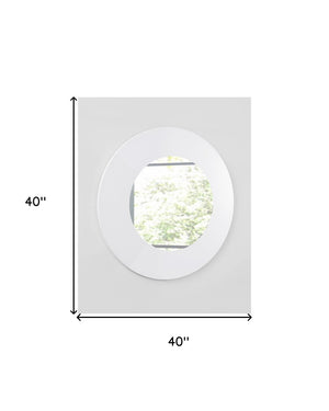 HomeRoots 40" Round White Wood Framed Accent Mirror - Modern Decor for Living Rooms & Bedrooms, 40" H x 40" W 320814