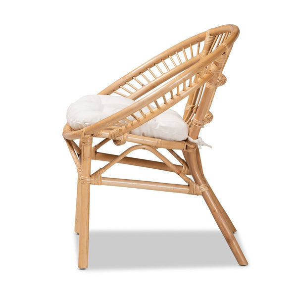 English Elm Modern Rattan Dining Chair with Circular Woven Backrest for Bohemian Interiors B2750P420349