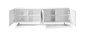 Homeroots 94" White Glass Solid Console Table   320844