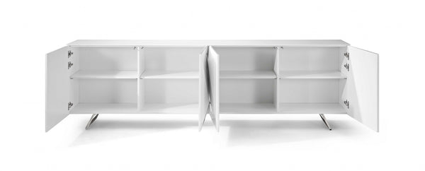 Homeroots 94" White Glass Solid Console Table   320844