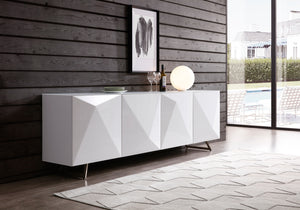 Homeroots 94" White Glass Solid Console Table   320844