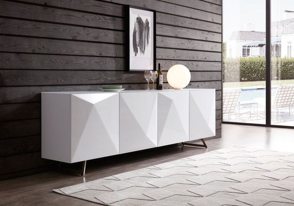 Homeroots 94" White Glass Solid Console Table   320844