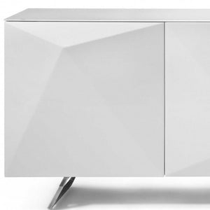 HomeRoots 94" White Glass Console Table - Modern Buffet, Multi-Function Sideboard with Elegant Storage & Style 320844