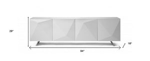 HomeRoots 94" White Glass Console Table - Modern Buffet, Multi-Function Sideboard with Elegant Storage & Style 320844