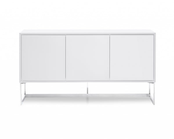 Homeroots 60 X 15 X 32 White Stainless Steel Buffet   320851