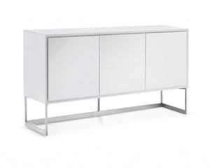 Homeroots 60 X 15 X 32 White Stainless Steel Buffet   320851