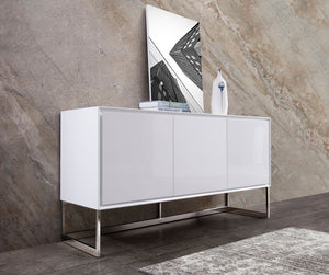 Homeroots 60 X 15 X 32 White Stainless Steel Buffet   320851