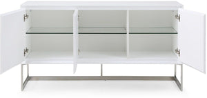 Homeroots 60 X 15 X 32 White Stainless Steel Buffet   320851