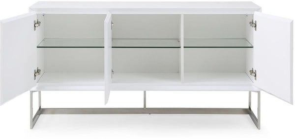 Homeroots 60 X 15 X 32 White Stainless Steel Buffet   320851
