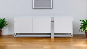 Homeroots 91" White Glass Frame Console Table   320857