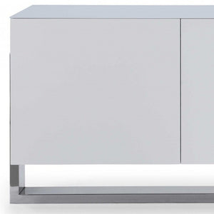 HomeRoots 91" White Glass Frame Console Table - Sleek Minimalist Design for Modern Entryway and Living Spaces 320857